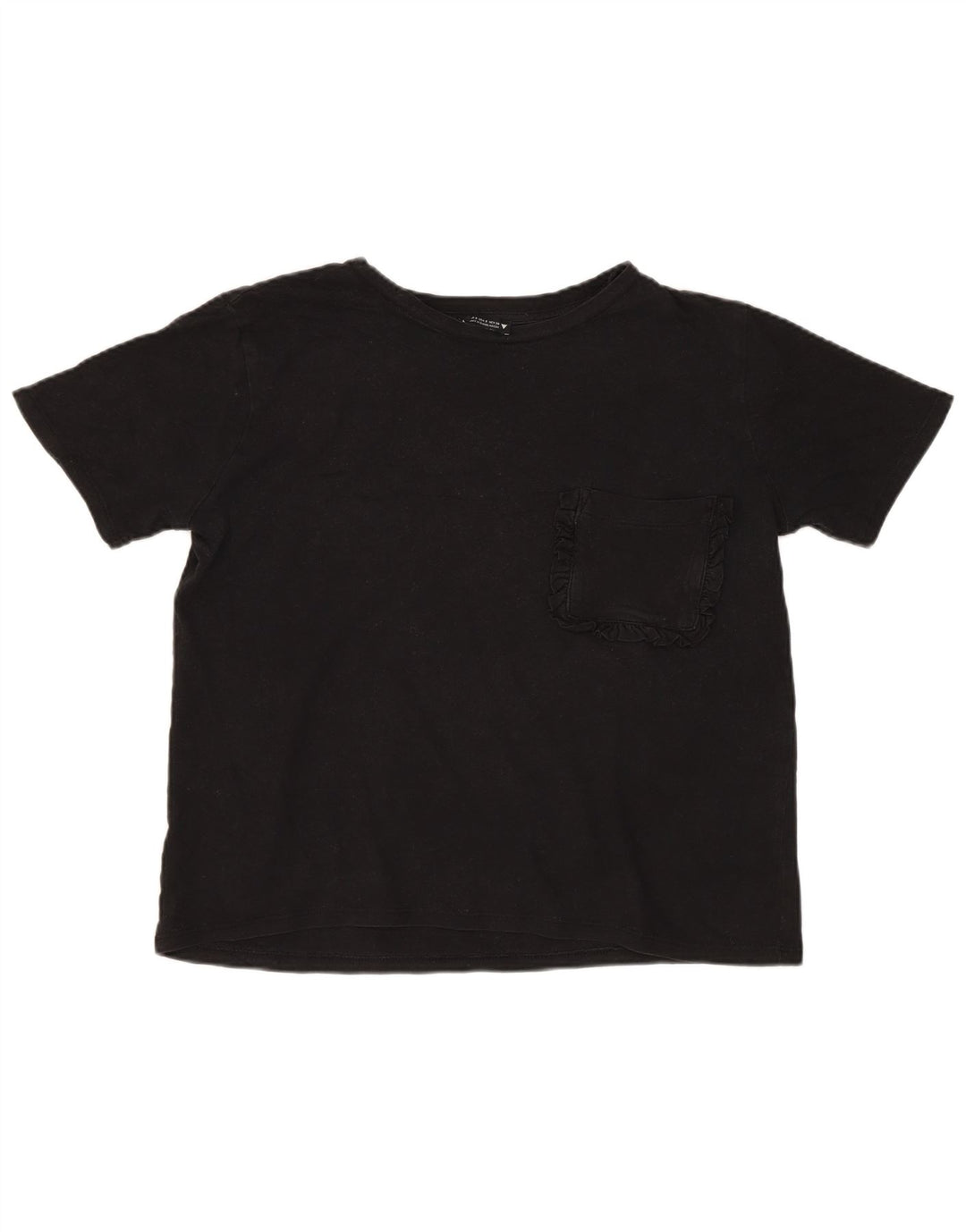 Zara Mujer Crop Camiseta Extragrande Top Reino Unido 10 Pequeño Algodón Negro