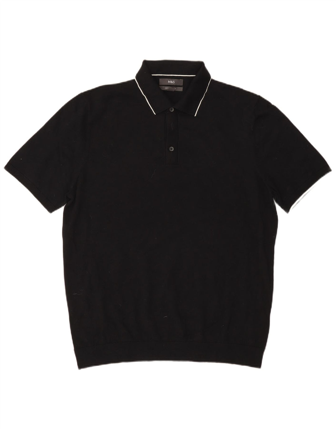 Marks & Spencer Polo para hombre grande de algodón negro