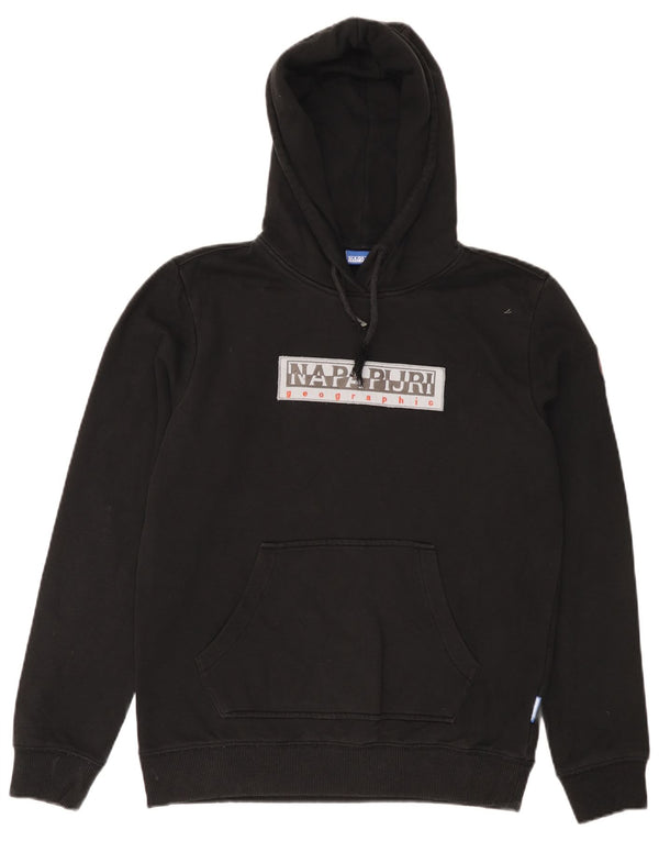 NAPAPIJRI Jersey con capucha y gráfico geográfico para hombre Small Black Cotton