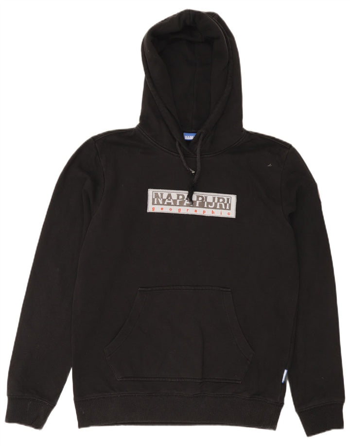 NAPAPIJRI Jersey con capucha y gráfico geográfico para hombre Small Black Cotton