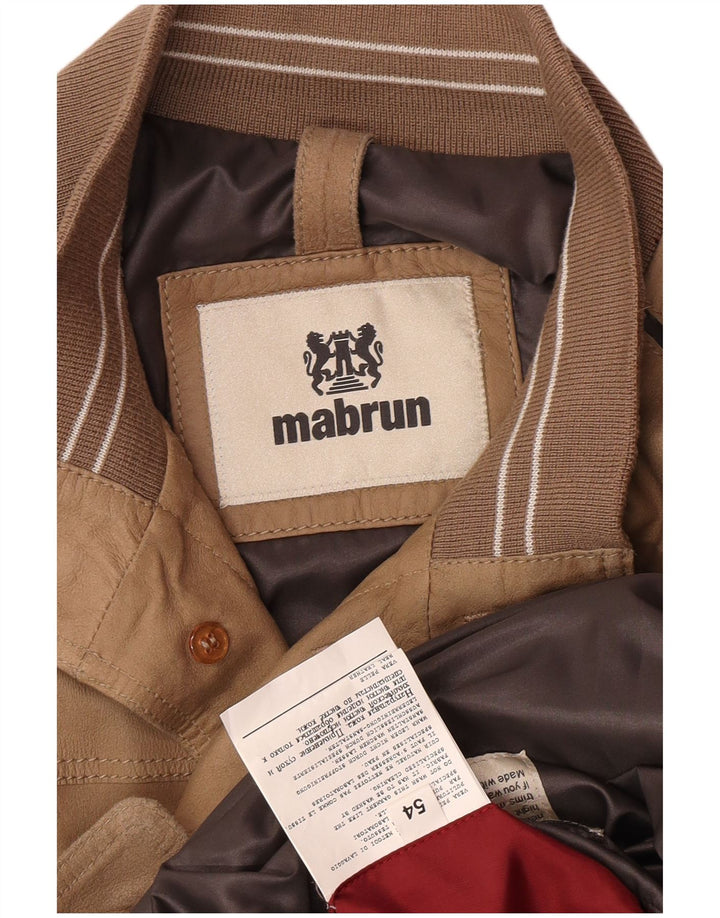 Mabrun Chaqueta bomber de cuero para hombre IT 54 2XL Cuero marrón