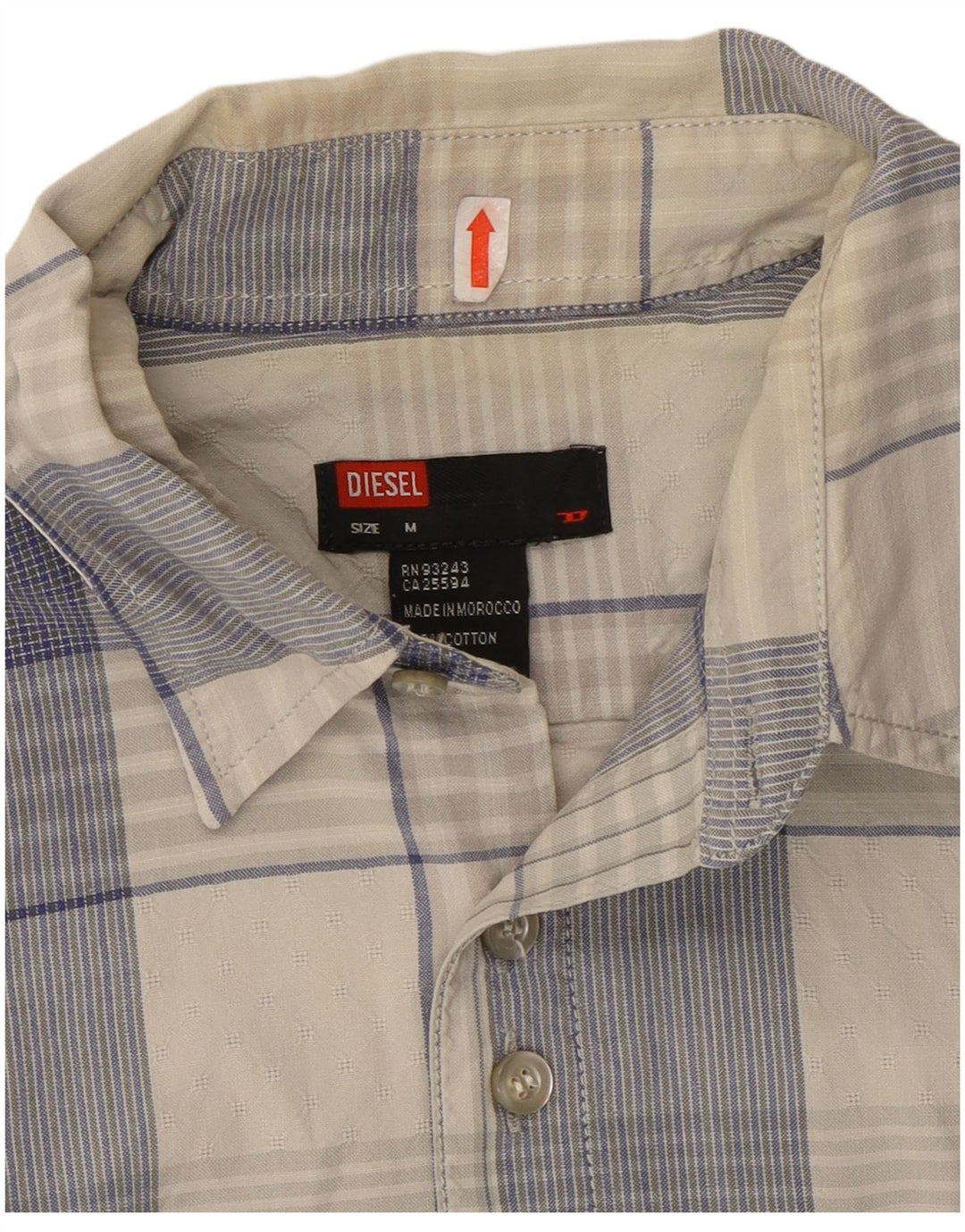 Diesel Hombre Camisa De Manga Corta De Algodón A Cuadros Azul Medio