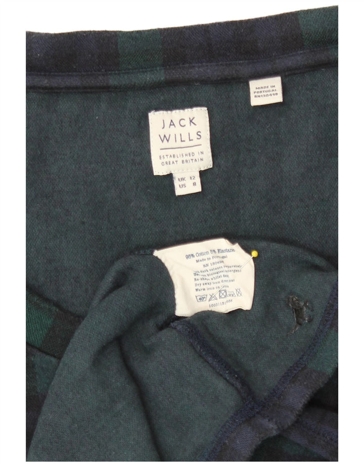 Jack Wills Top para mujer de manga larga UK 42 Algodón a cuadros verde medio