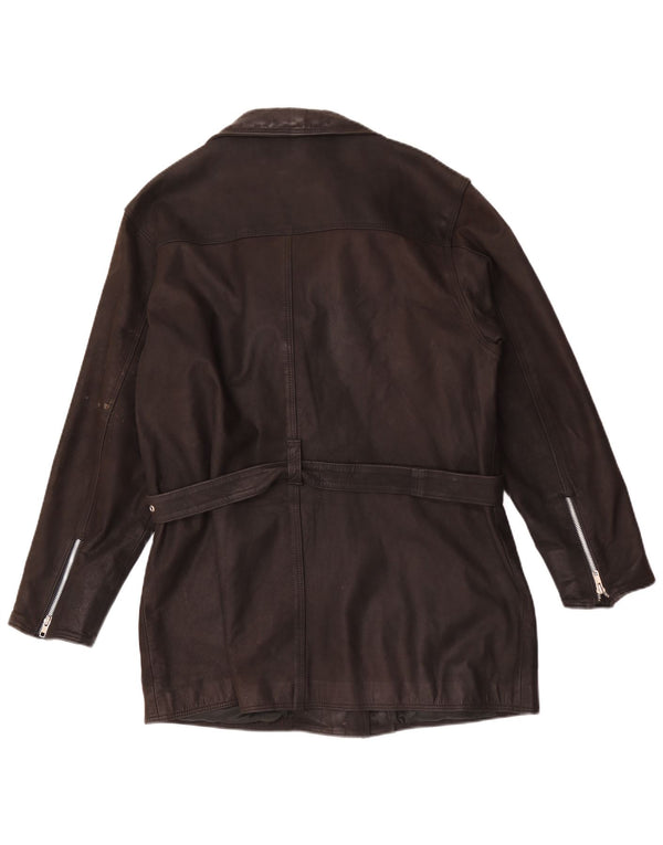 Vintage mujer chaqueta de cuero Reino Unido 20 2XL marrón