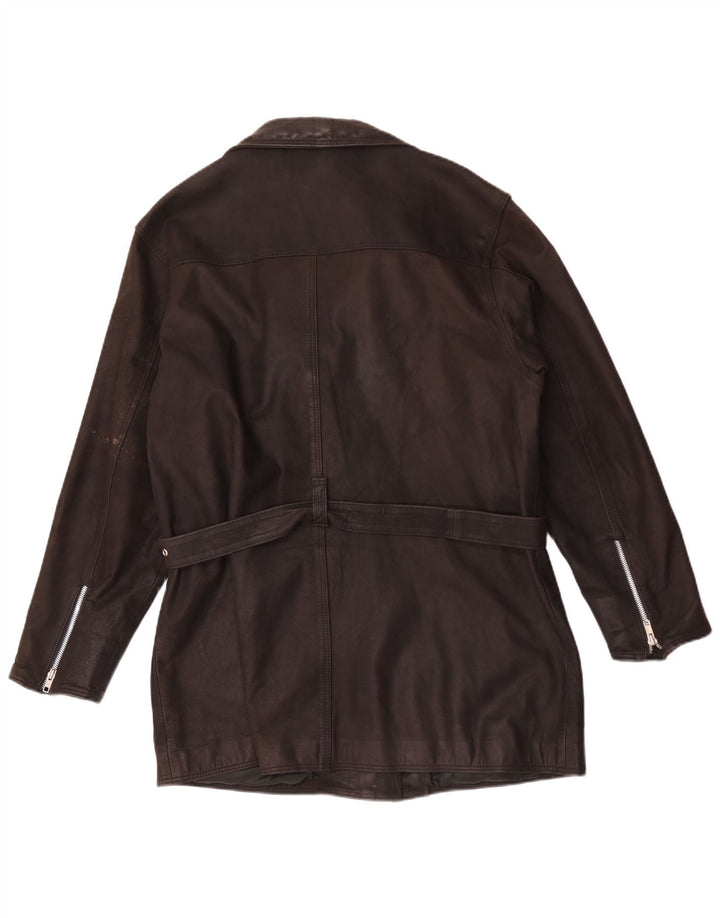 Vintage mujer chaqueta de cuero Reino Unido 20 2XL marrón