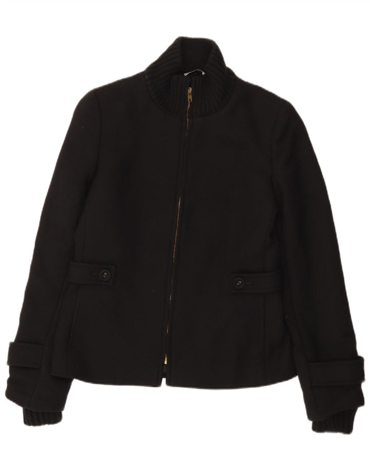 Vintage mujer bomber chaqueta Reino Unido 10 pequeña lana negra