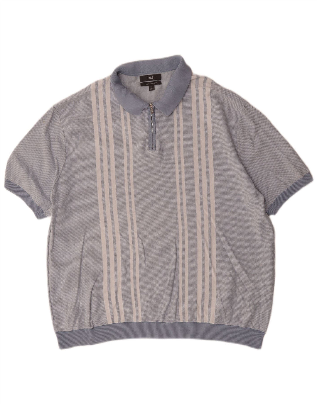 Marks & Spencer Polo para hombre 2XL Algodón a rayas azules