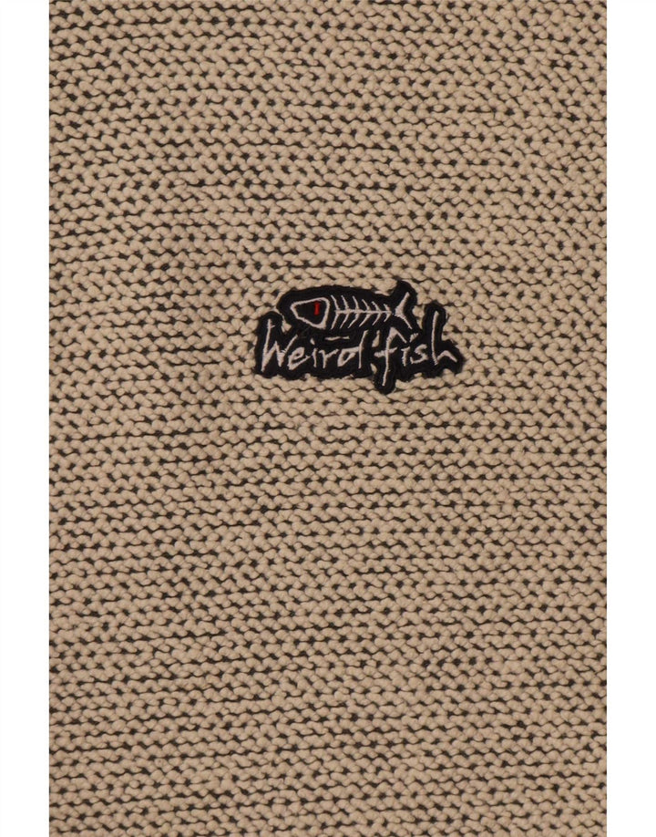Weird Fish Hombre Sudadera con Cremallera y Cuello Jersey Jersey XL Algodón Beige