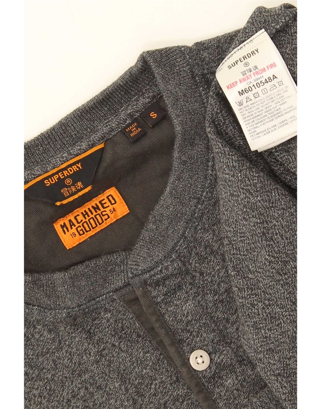 Superdry Hombre Top Manga Larga Pequeño Algodón Gris