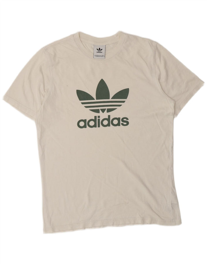 Adidas - Camiseta gráfica para hombre, talla mediana, algodón blanco