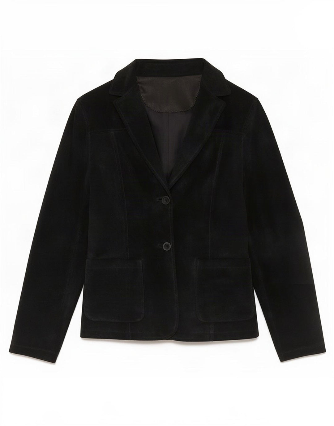 Vintage mujer 2 botones ante Blazer chaqueta Reino Unido 10 pequeño cuero negro