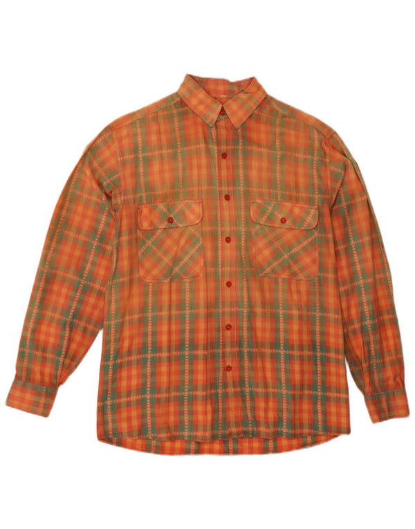 Camisa vintage para hombre con cuadros naranjas pequeños
