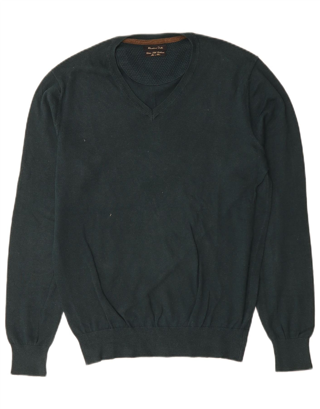 Massimo Dutti Hombre Jersey Cuello Pico Small Verde Algodón