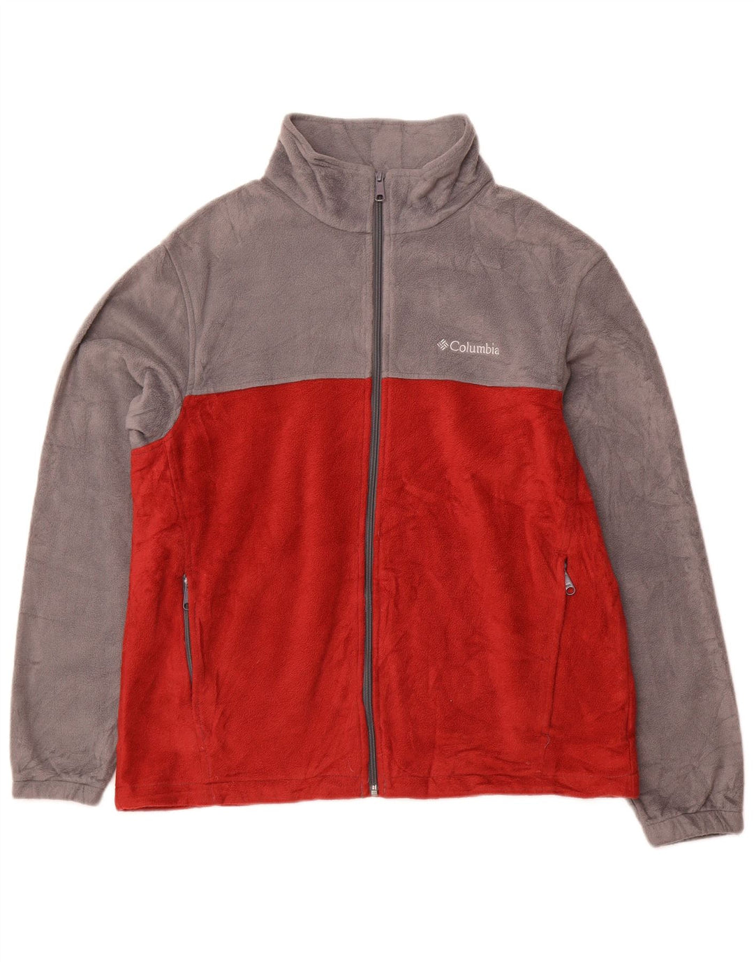 COLUMBIA Chaqueta polar para hombre UK 40 Large Rojo Colorblock Poliéster