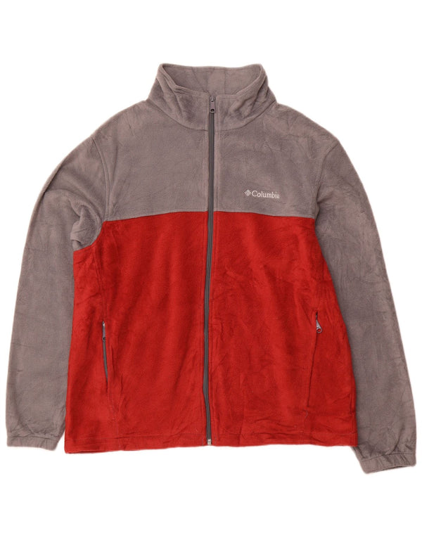 COLUMBIA Chaqueta polar para hombre UK 40 Large Rojo Colorblock Poliéster