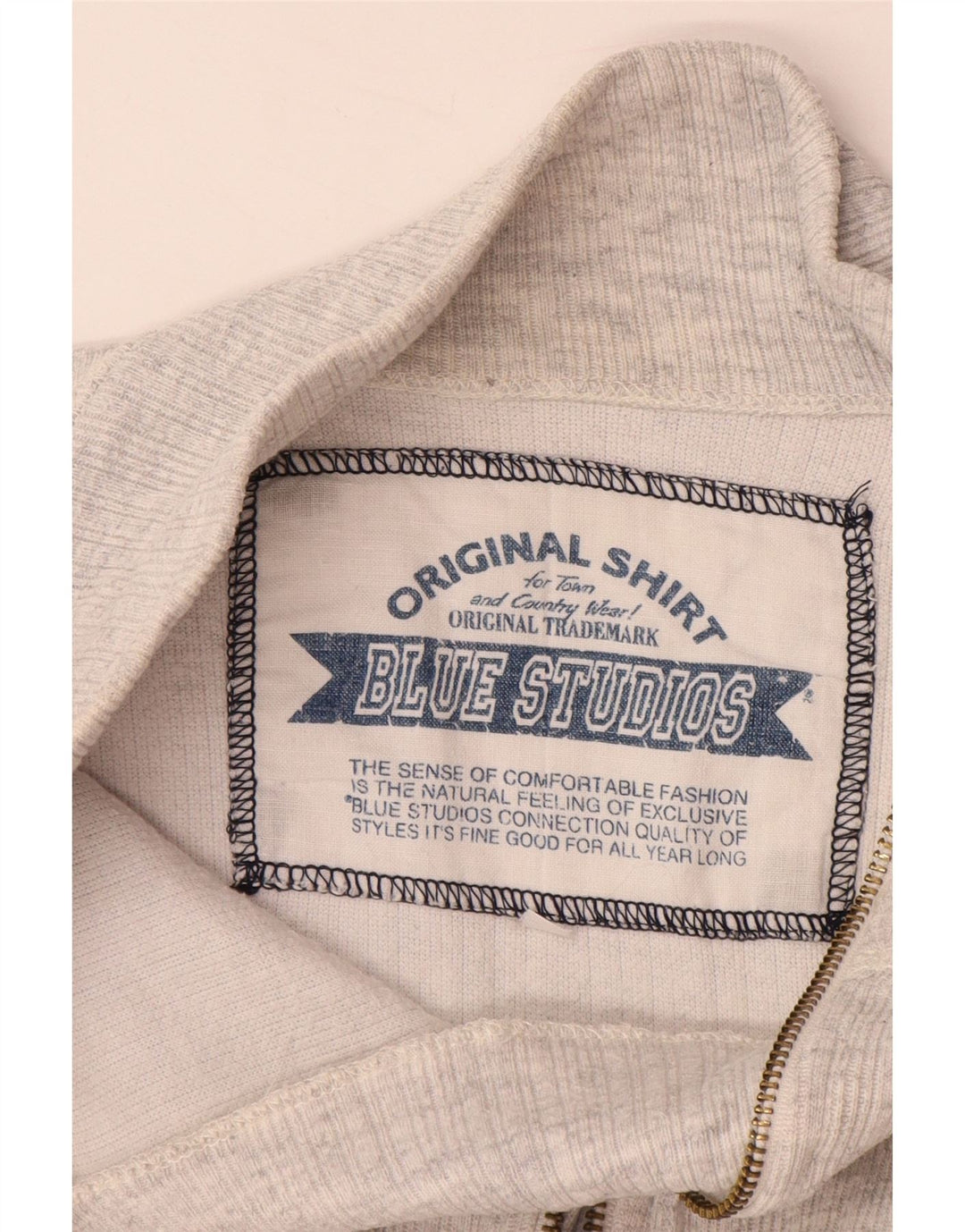 VINTAGE suéter de jersey con cuello con cremallera para mujer Reino Unido 18 XL Gris