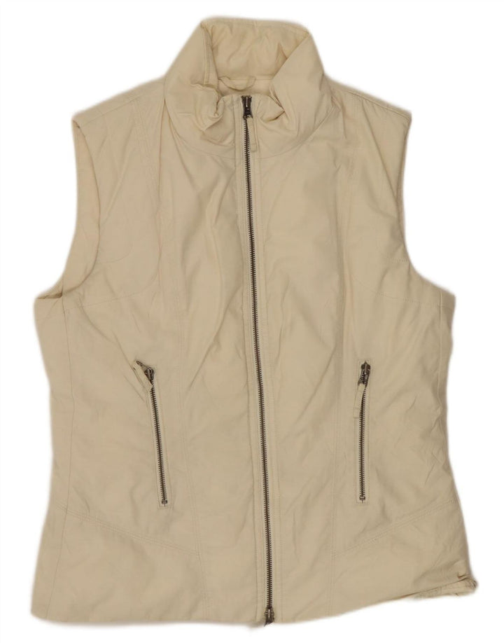 Benetton Chaleco Acolchado Mujer UK 44 Medio Algodón Blanco Roto
