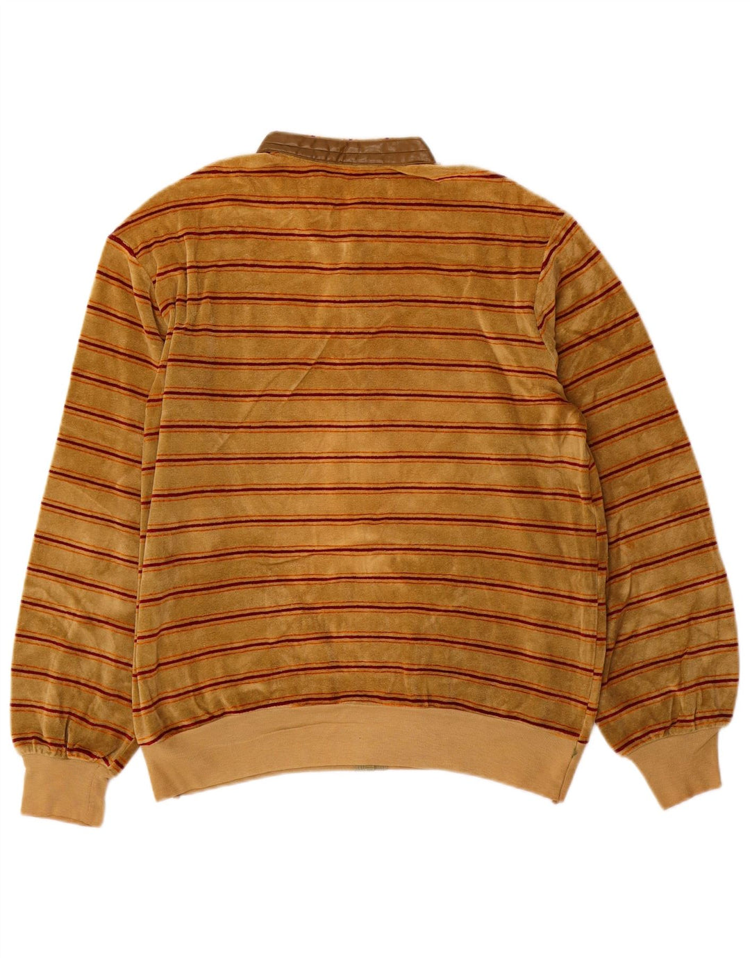 Vintage hombres Velour Chándal Top Chaqueta Marrón Medio Rayas
