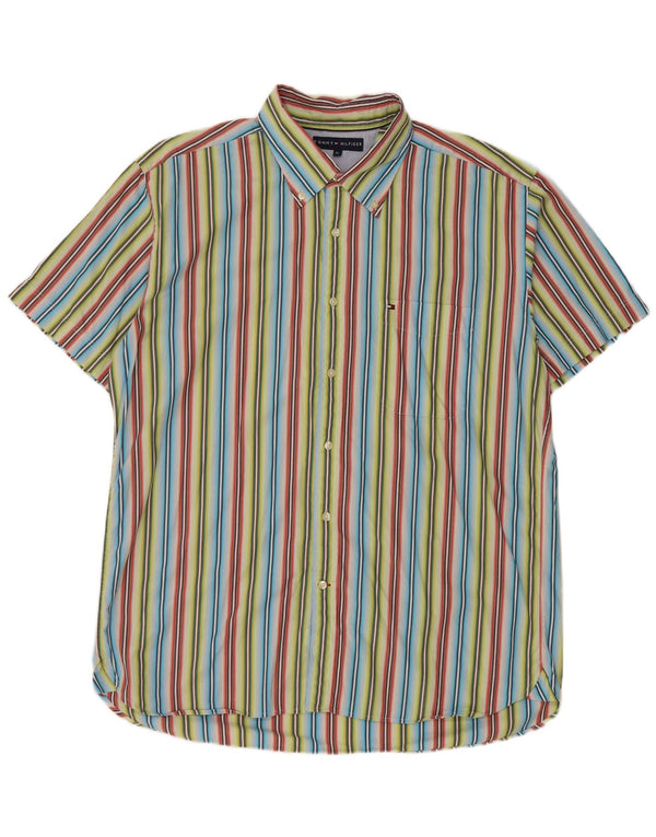 Camisa Tommy Hilfiger Hombre Manga Corta XL Algodón Rayas Multicolor