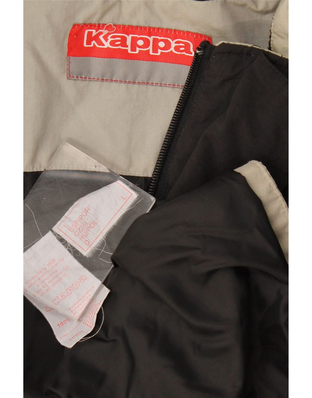 KAPPA Chaqueta cortavientos para hombre UK 40 Large Poliamida negra con bloques de color