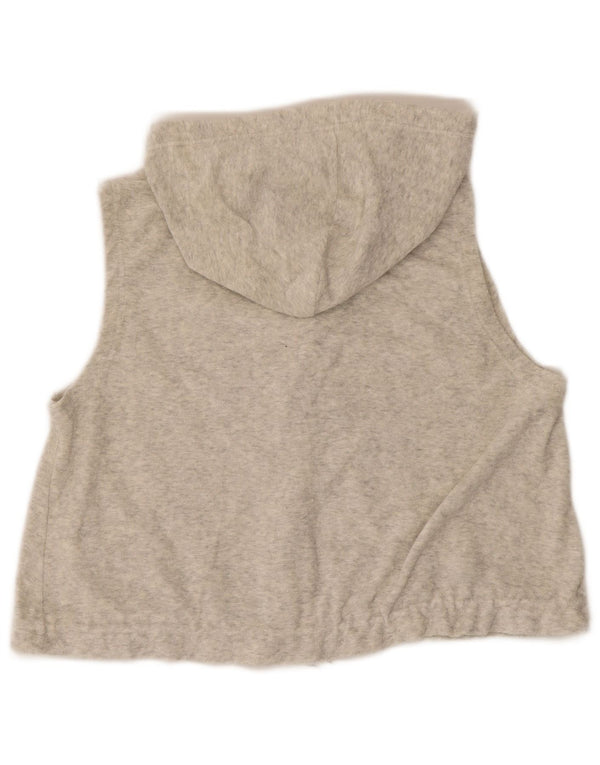 Lotto Mujer Crop Sin Mangas Terciopelo Chándal Top Chaqueta UK 44 Gris Medio