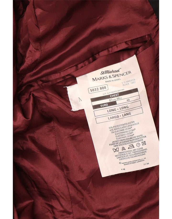 Marks & Spencer Chaqueta tipo blazer larga con 2 botones para hombre UK 38 Medium Black