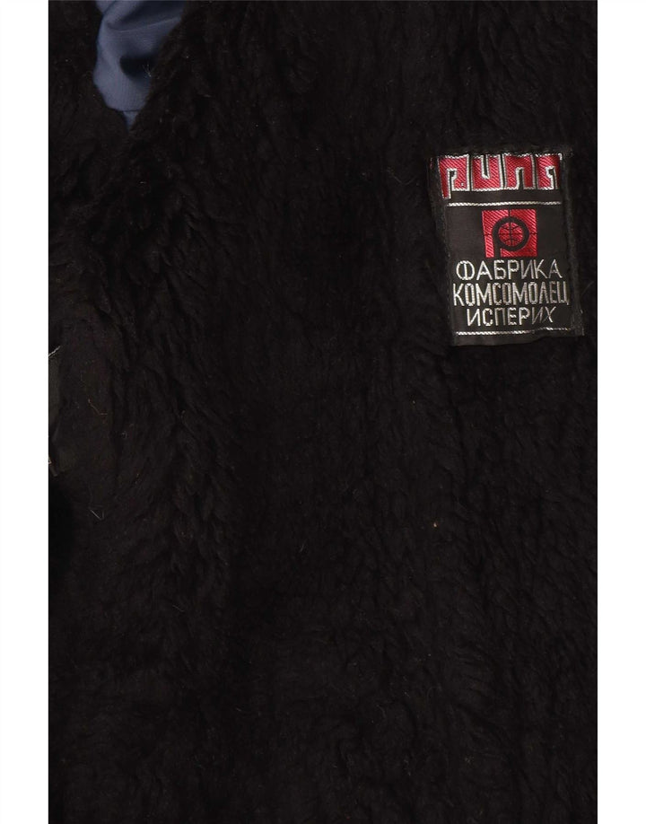Vintage mujer Sherpa chaqueta Reino Unido 12 bloque de color azul medio