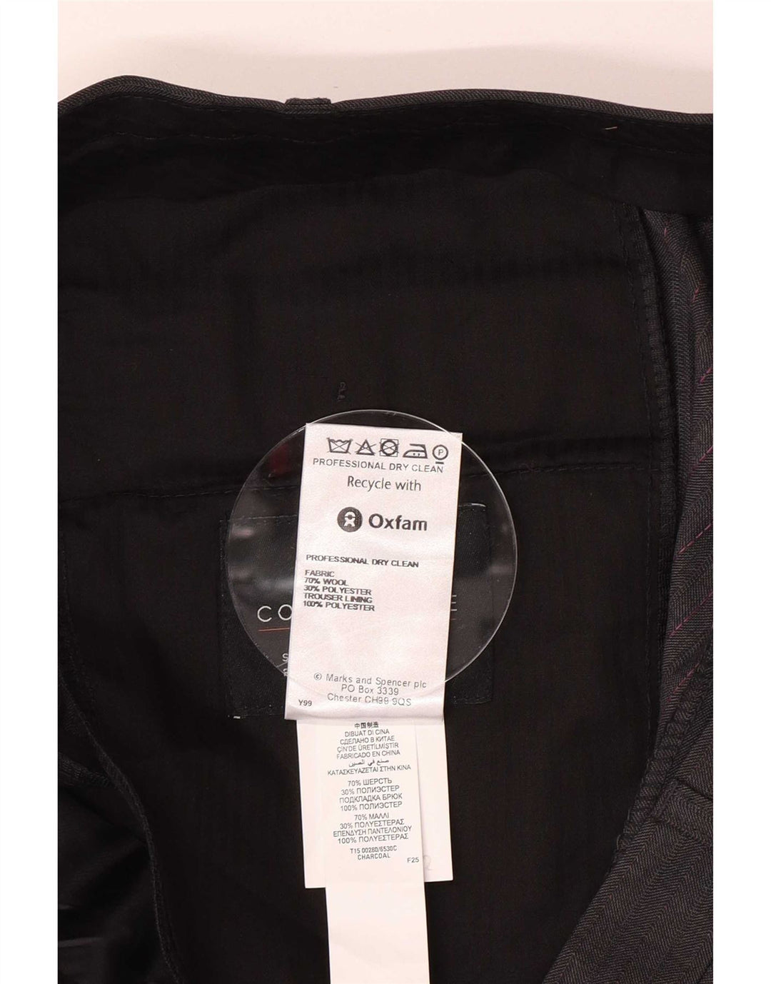 Marks & Spencer Pantalón de traje recto para hombre W40 L33 Lana gris