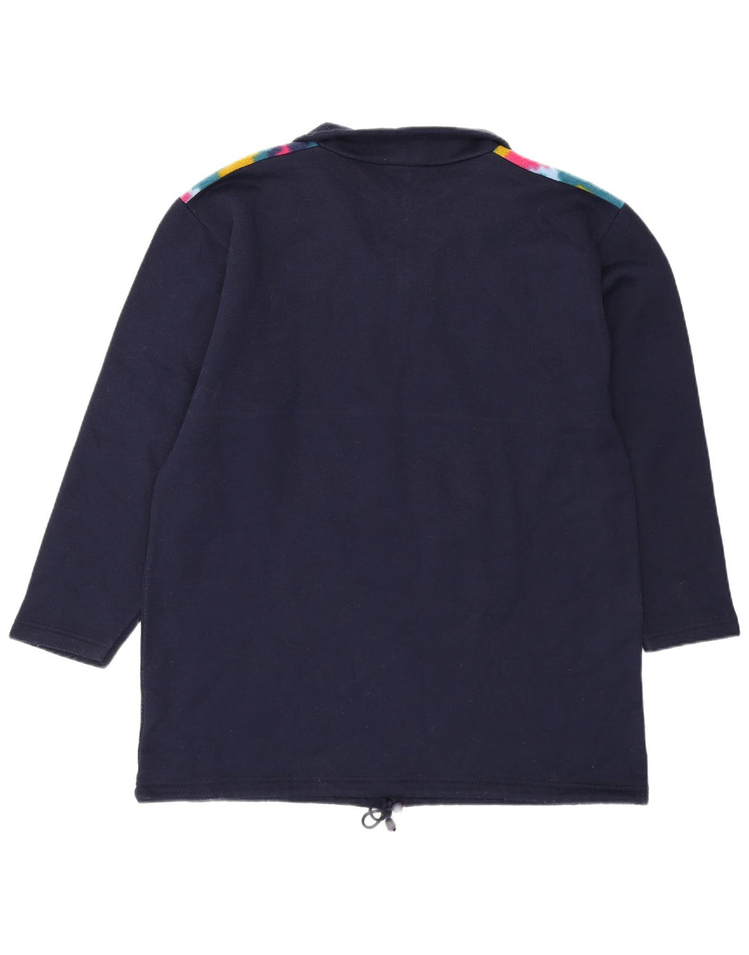 Vintage hombres zip cuello jersey chándal top grande azul marino geométrico