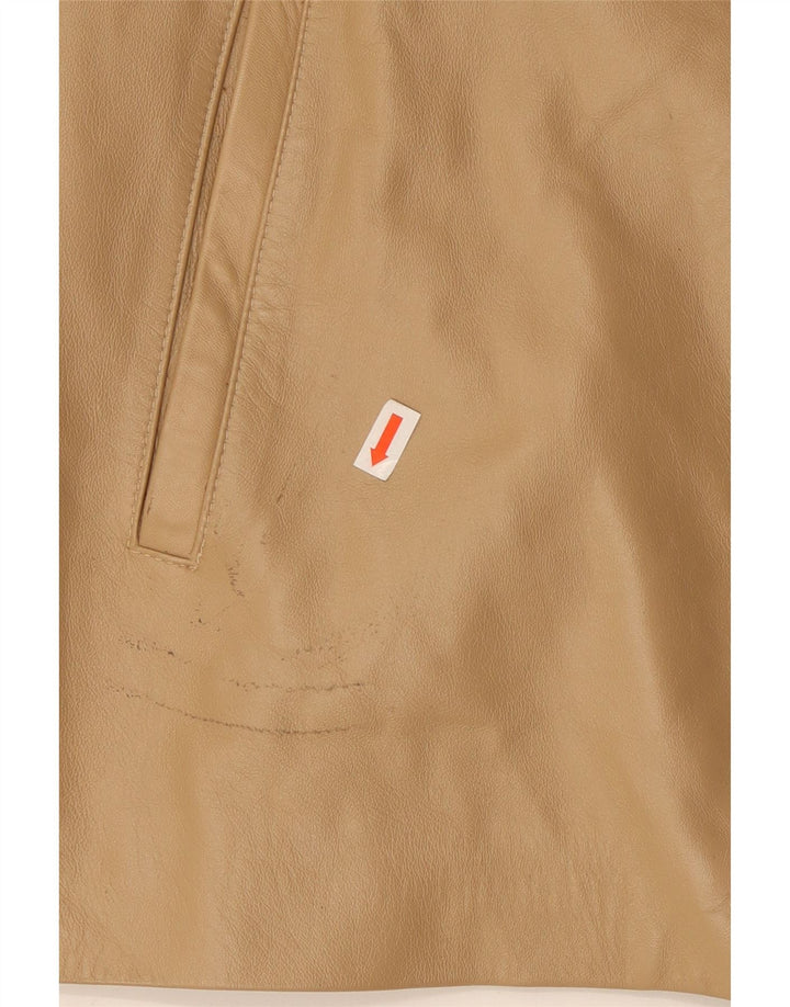 Vintage mujer chaqueta de cuero Reino Unido 16 grande beige