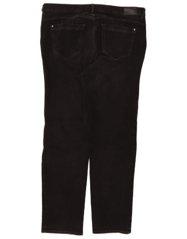 Marks & Spencer Vaqueros rectos mágicos para mujer UK 18 XL W36 L28 Algodón negro