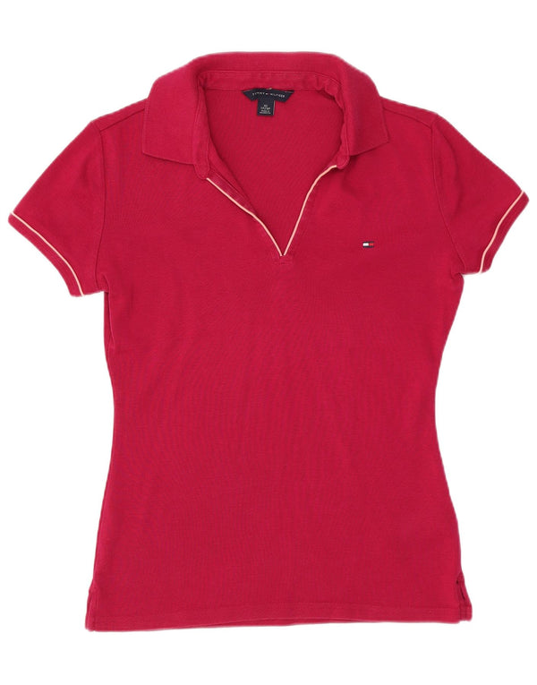Tommy Hilfiger Womens Polo Shirt UK 6 XS Pink Cotton