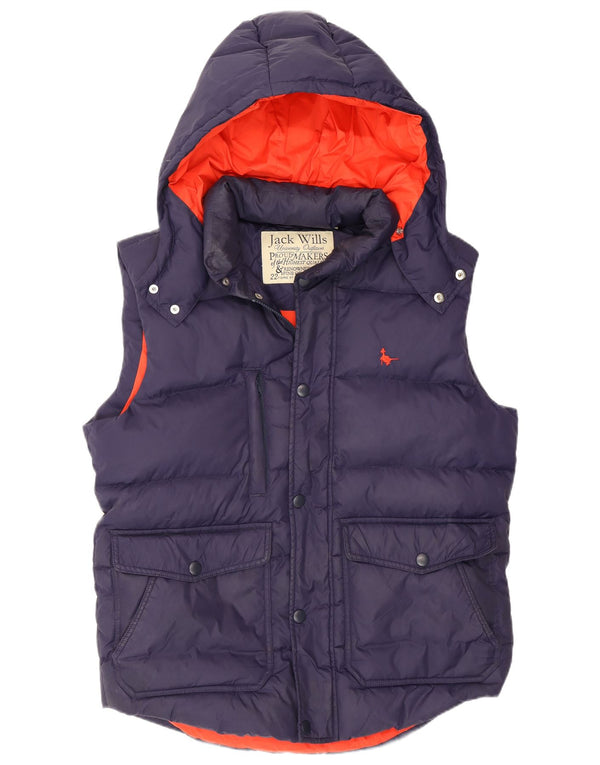 Jack Wills Chaleco acolchado con capucha para hombre UK 38 Medium Azul marino Poliéster