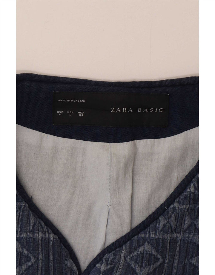 Zara Abrigo abierto para mujer UK 46 Grande Algodón geométrico azul marino