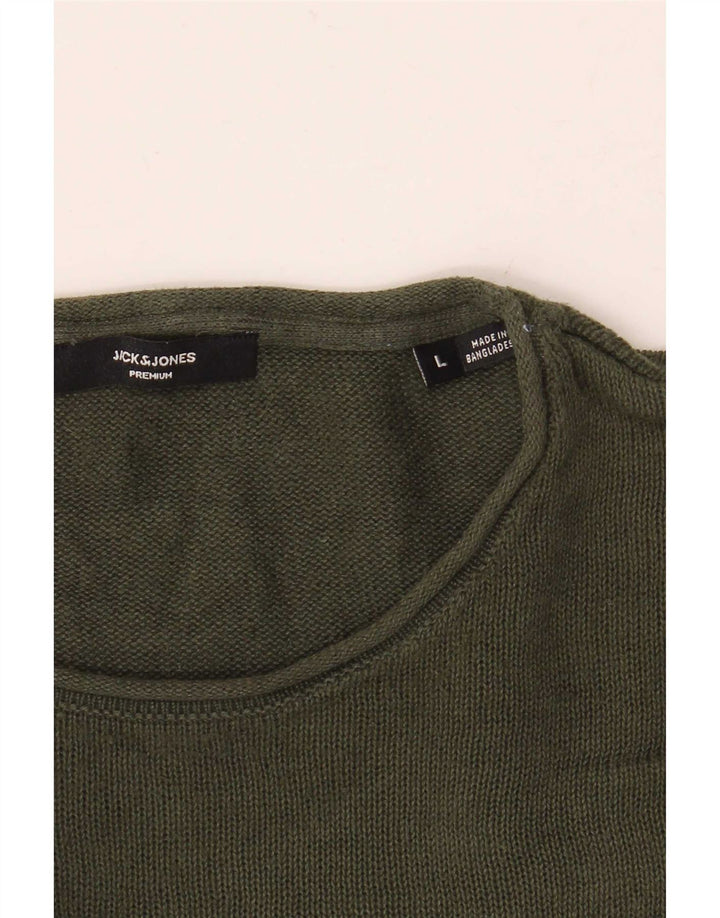 Jack & Jones Jersey con cuello redondo para hombre, talla grande, verde