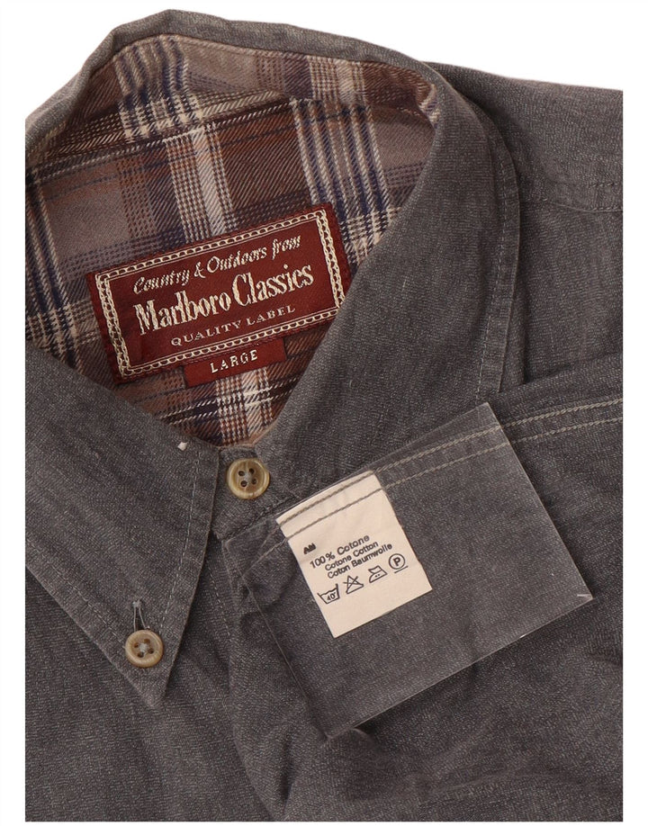 Marlboro Classics Camisa a cuadros para hombre Algodón gris grande