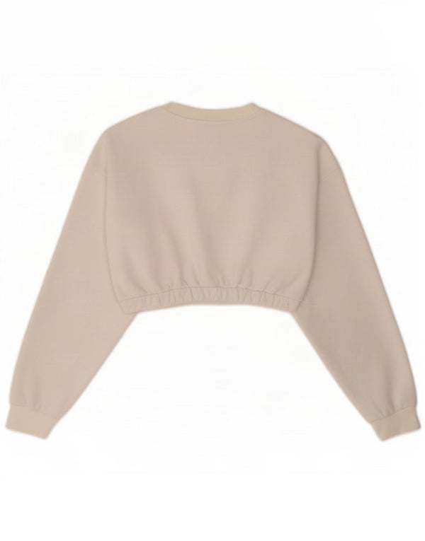 Adidas Mujer Graphic Crop Sudadera Jumper UK 8 Pequeño Algodón Blanco
