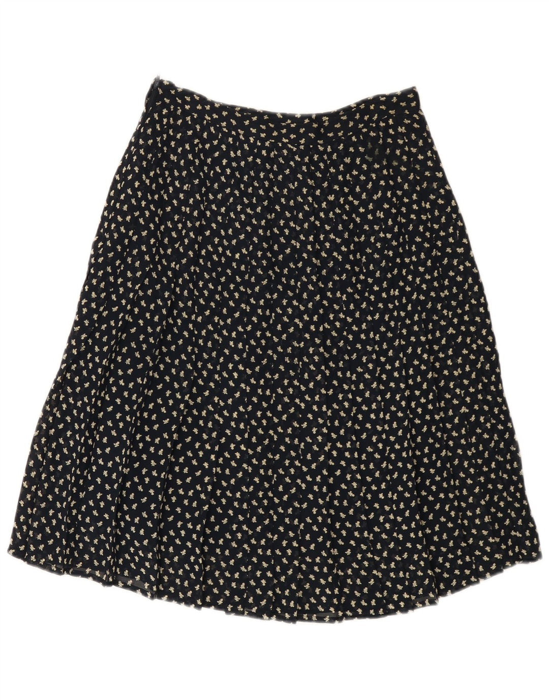 VINTAGE Mujer cintura alta A-Line Falda IT 44 Medio W26 Azul Marino Floral