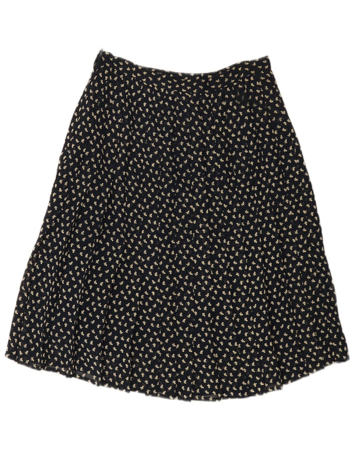 VINTAGE Mujer cintura alta A-Line Falda IT 44 Medio W26 Azul Marino Floral