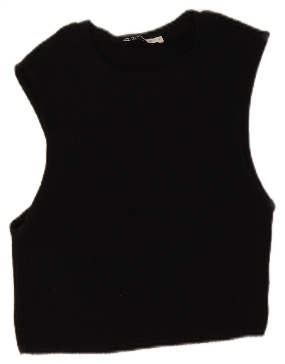 Zara Top corto sin mangas para mujer UK 42 Algodón negro mediano
