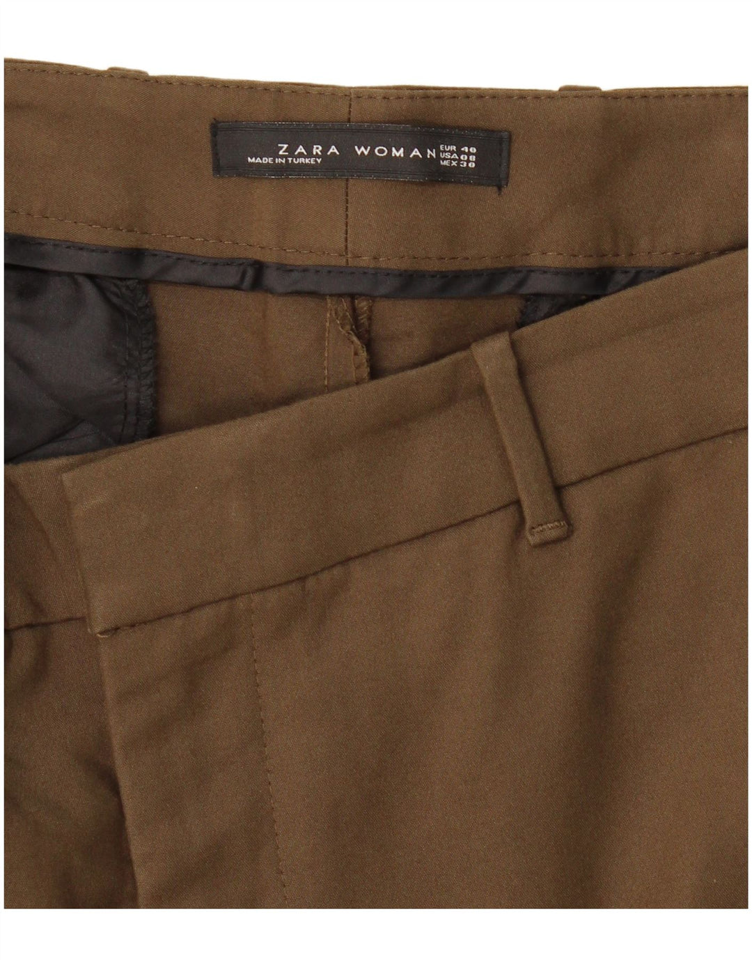 Zara Mujer Pantalón Chino Slim EU 40 Medium W30 L28 Caqui