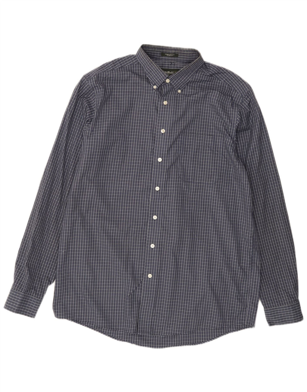 EDDIE BAUER Camisa alta de corte relajado para hombre Algodón a cuadros azul marino grande
