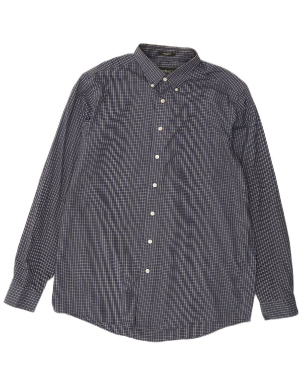 EDDIE BAUER Camisa alta de corte relajado para hombre Algodón a cuadros azul marino grande