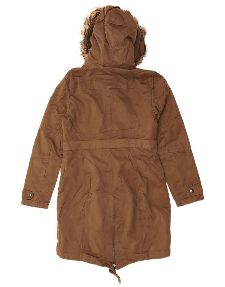CALVIN KLEIN JEANS Parka extragrande con capucha para mujer UK 10 Small Brown