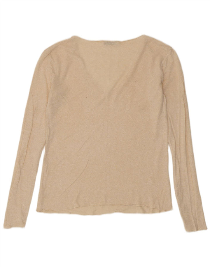 Zara Mujer Top Manga Larga UK 44 Medio Beige