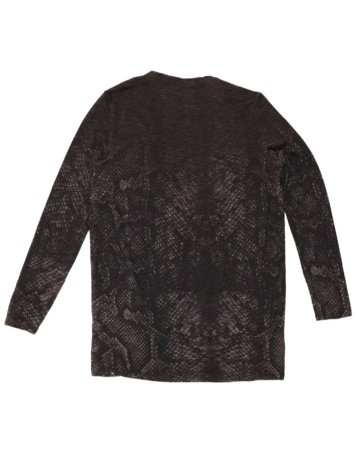 DESIGUAL Suéter tipo cárdigan abierto para mujer Reino Unido 12 Gris medio Estampado animal