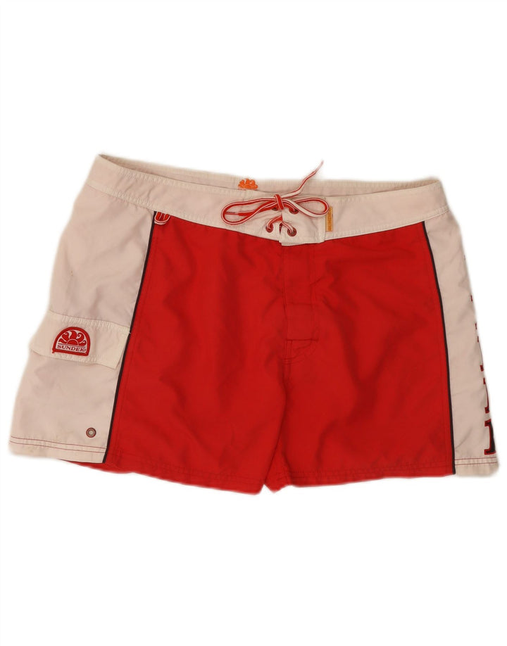 Sundek Bañador con estampado gráfico para hombre, talla grande, color rojo