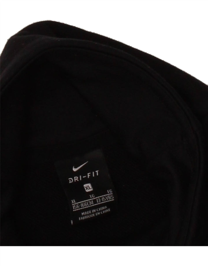 NIKE Boys Dri Fit Graphic Sweatshirt Jumper 13-14 Years XL Black Polyester Vintage Nike and Second-Hand Nike from Messina Hembry 