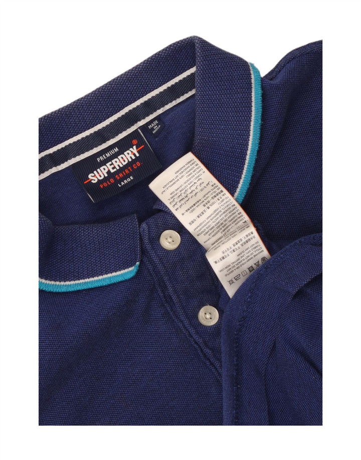 Superdry Polo para hombre de algodón azul grande