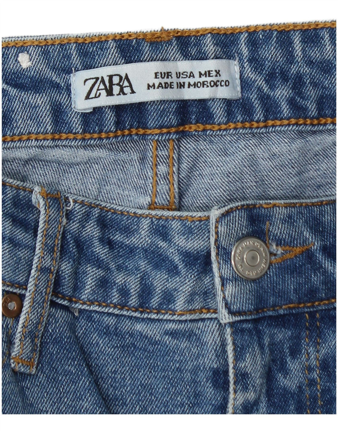 Zara Vaqueros Slim Desgastados W33 L28 Azul